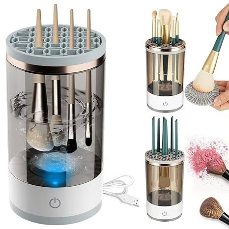CleanGlam™ – Automatisk 3-i-1 Sminkborstrengörare