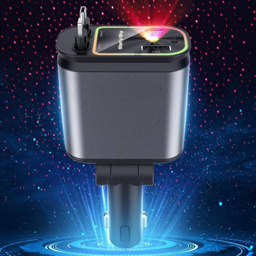 DriveCharge™ 120W | Supersnabb 4-i-1 Billaddare med RGB Stjärnhimmel