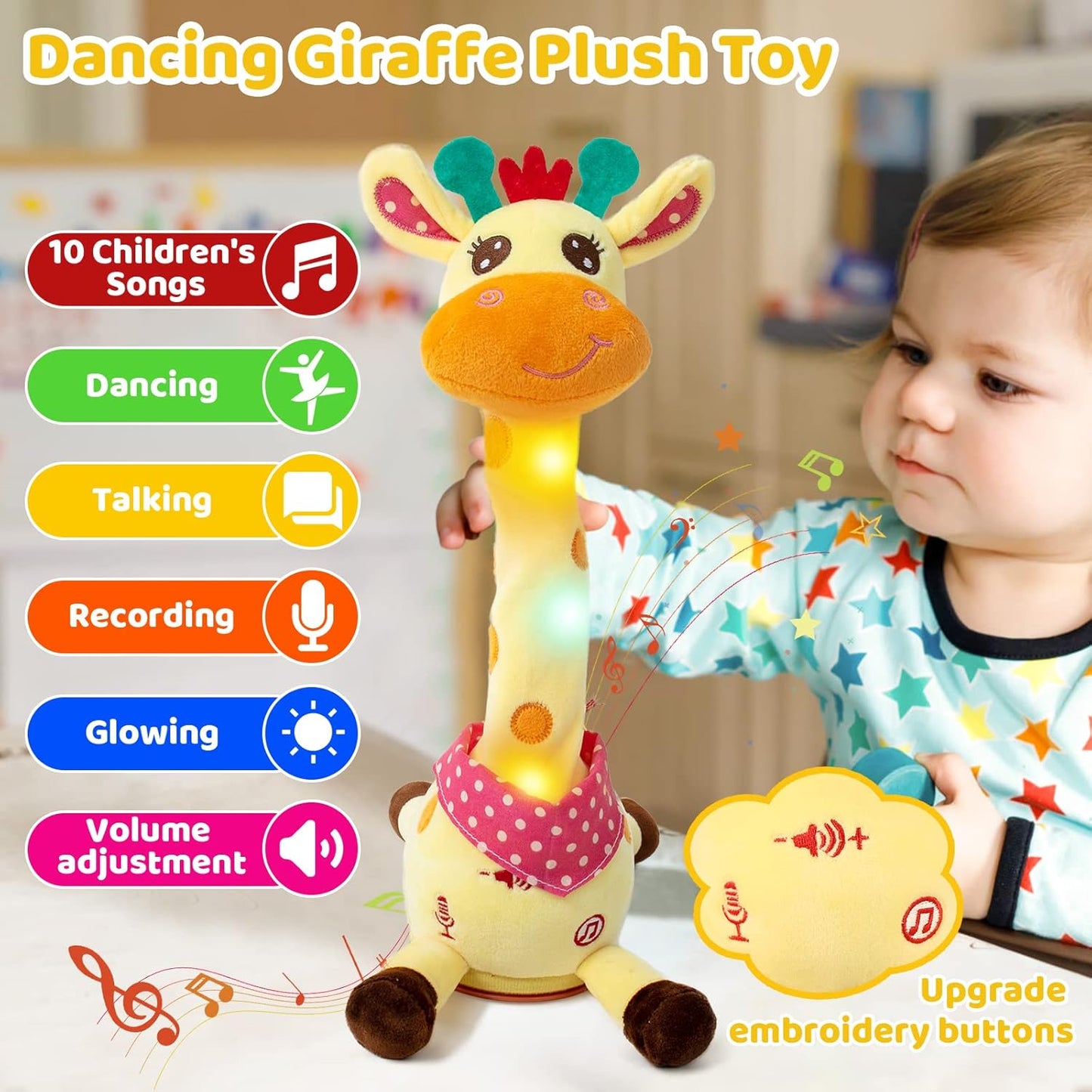 DansaGiraff™ – Interaktiv plyschleksak med musik och ljus 🦒🎵