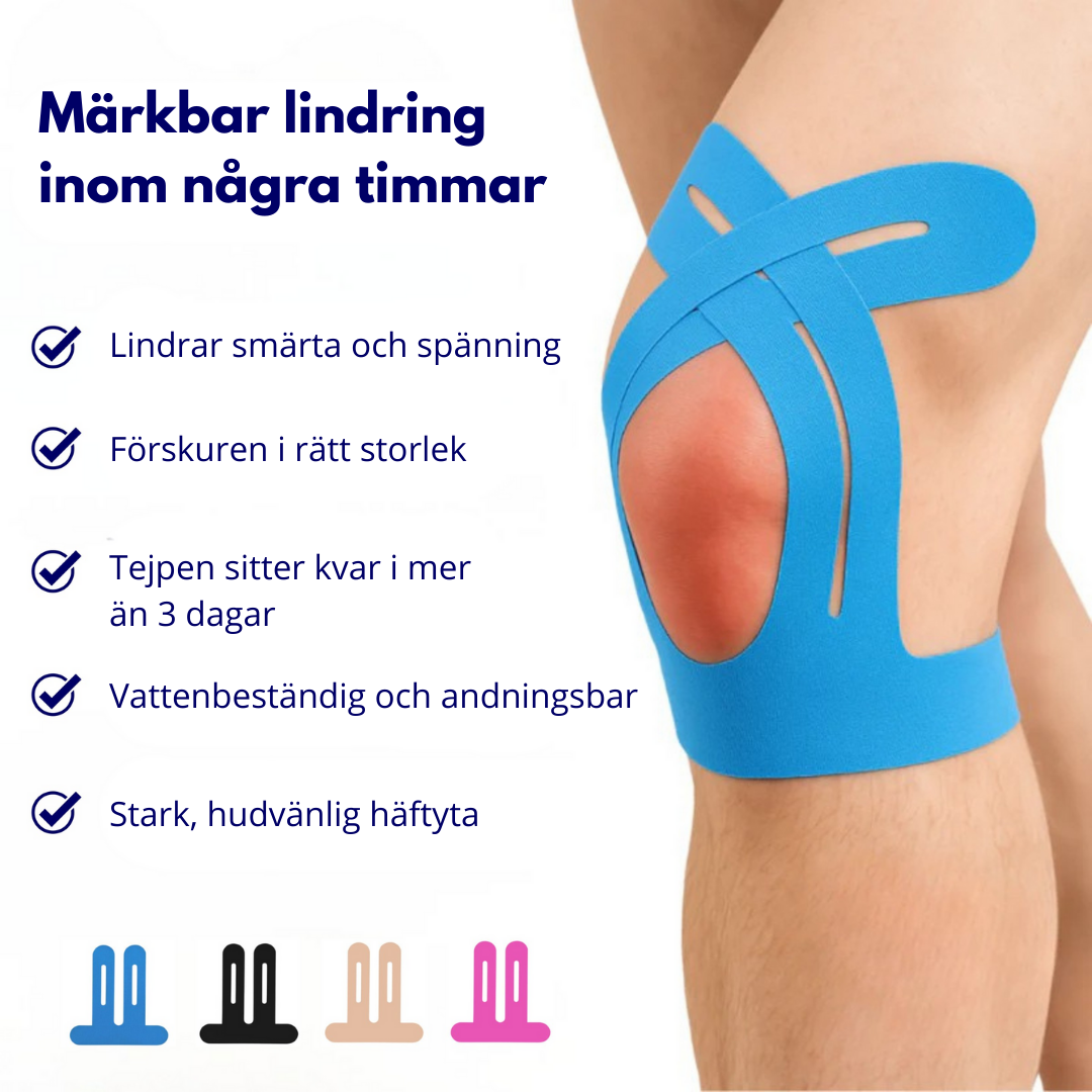 KnäFlex™ Förstansad Kinesiologitejp för Knästöd & Muskelavlastning