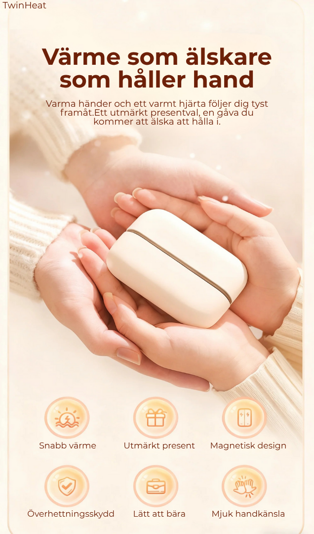 VärmeHjärta™ | 2-i-1 magnetiska uppladdningsbara handvärmare
