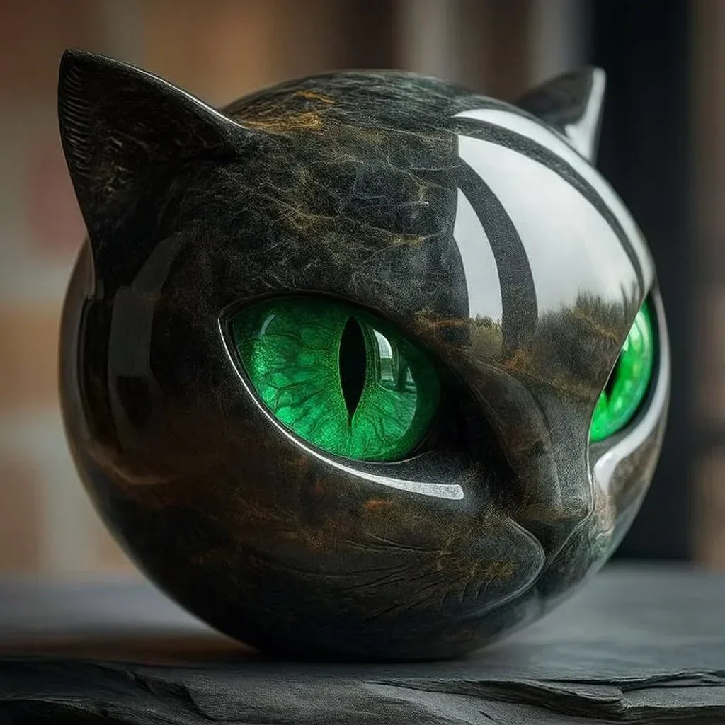 MystiKatt™ – Skulptur i Mörk Marmor