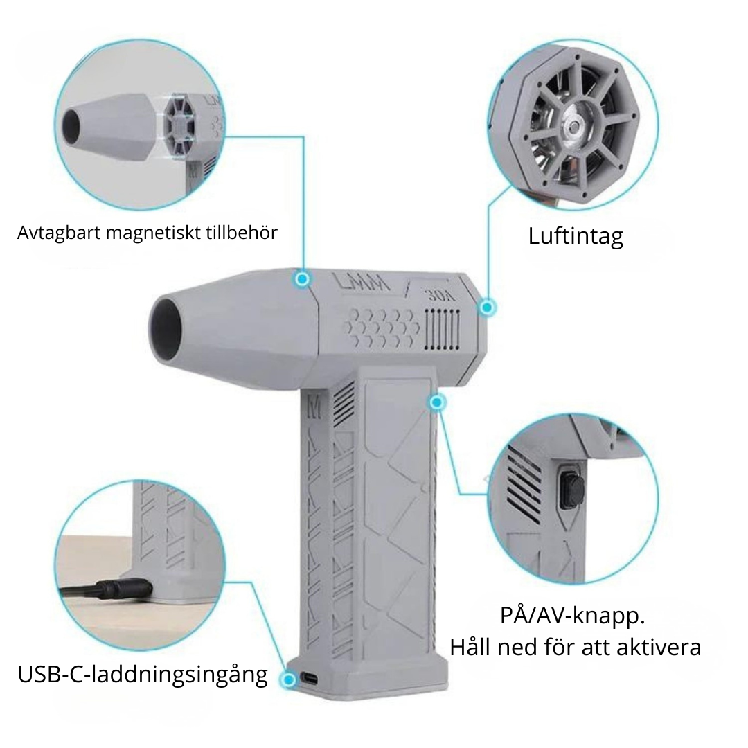 StormJet™ – Kraftfull Handhållen Luftblåsare