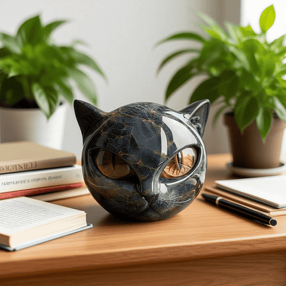MystiKatt™ – Skulptur i Mörk Marmor