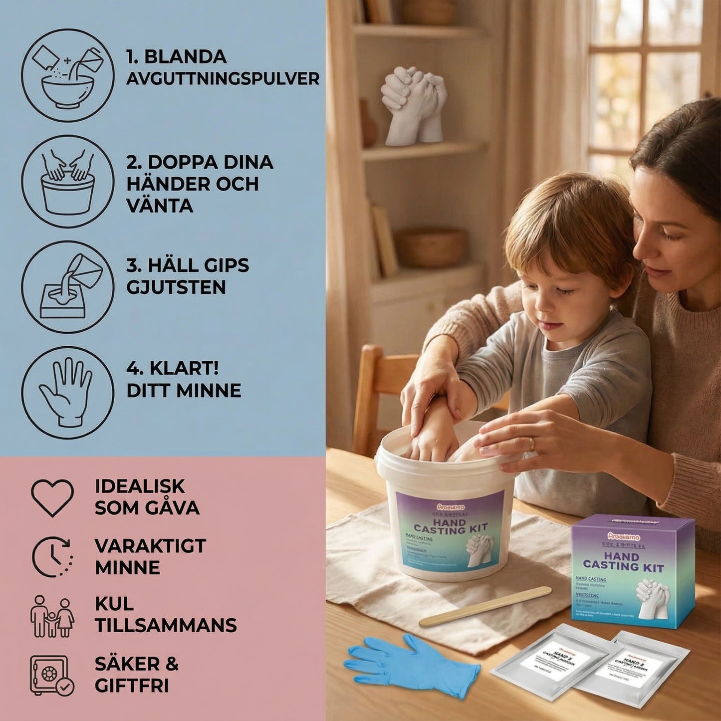 HandMinne™ | 3D-gipsavgjutning av händer för familjer och par
