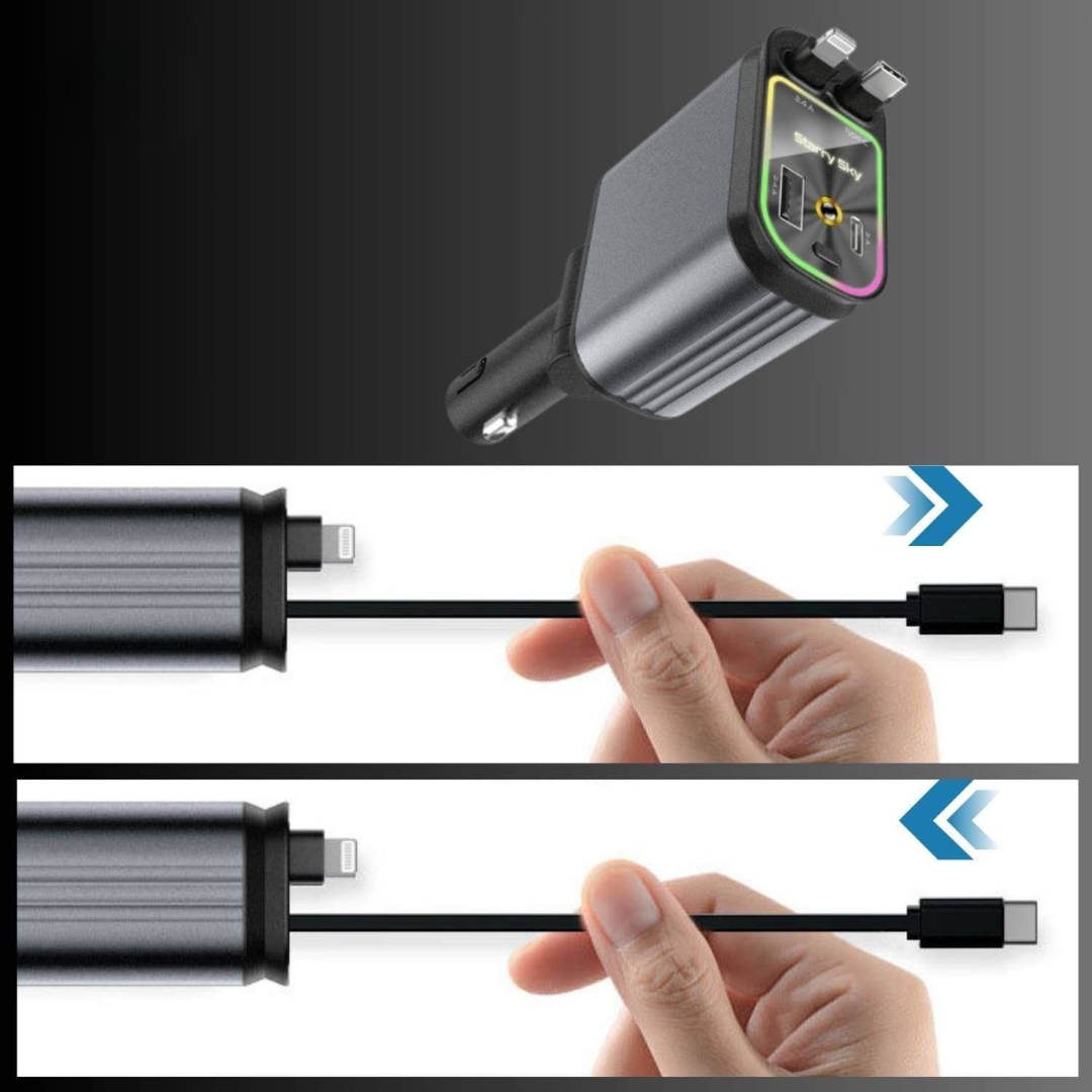 DriveCharge™ 120W | Supersnabb 4-i-1 Billaddare med RGB Stjärnhimmel