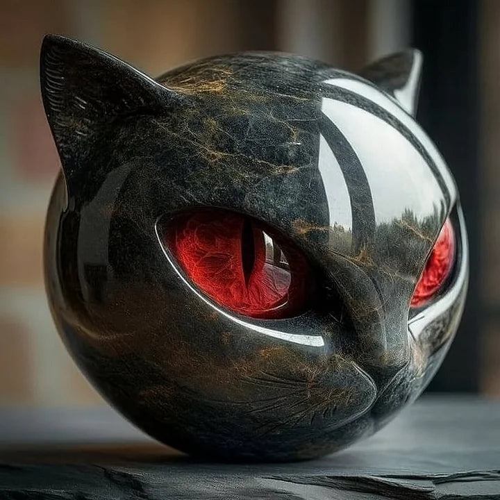 MystiKatt™ – Skulptur i Mörk Marmor
