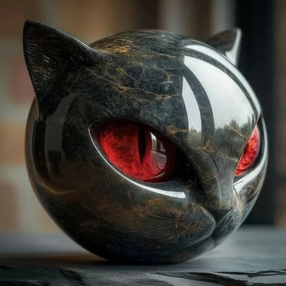 MystiKatt™ – Skulptur i Mörk Marmor
