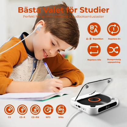 EchoWave™ | Portabel CD-spelare med Bluetooth och kabelanslutning