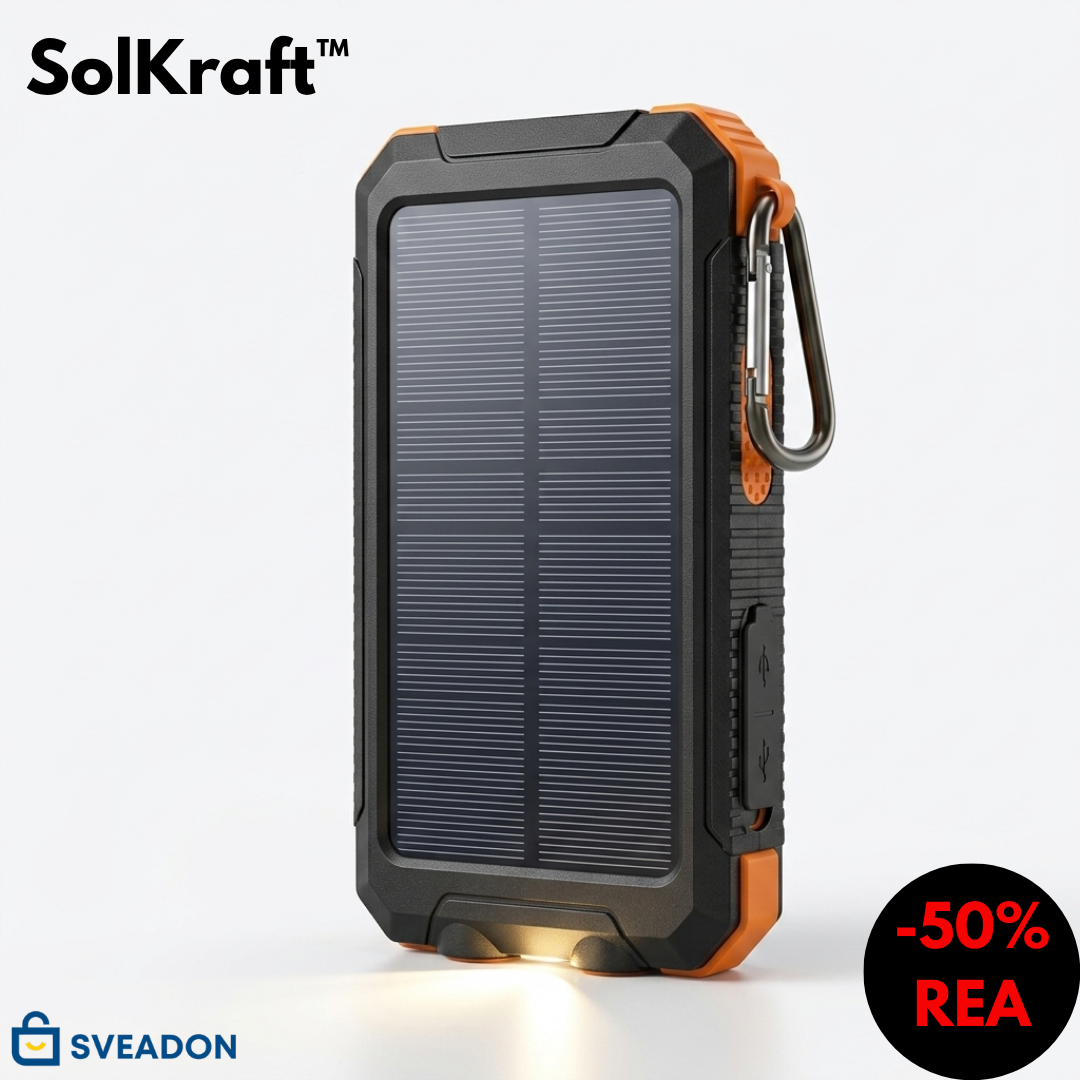 SolKraft™-Powerbank med dubbel laddning (USB och solcell)