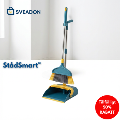 StådSmart™ | Sopset med upprättstående skyffel och 180° roterbar sopborste
