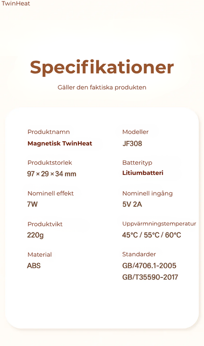 VärmeHjärta™ | 2-i-1 magnetiska uppladdningsbara handvärmare