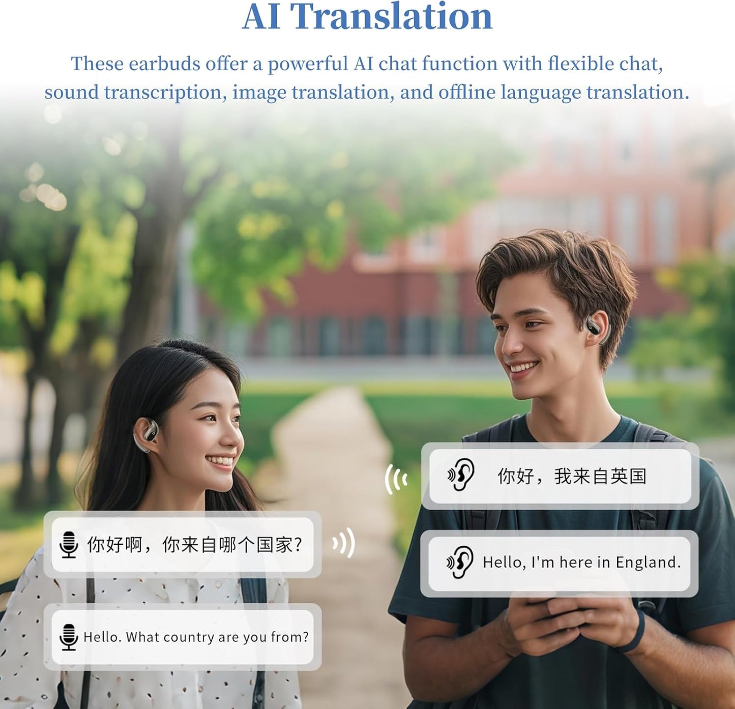 LinguaLive™ Pro I Trådlösa Översättningshörlurar med Realtidsöversättning