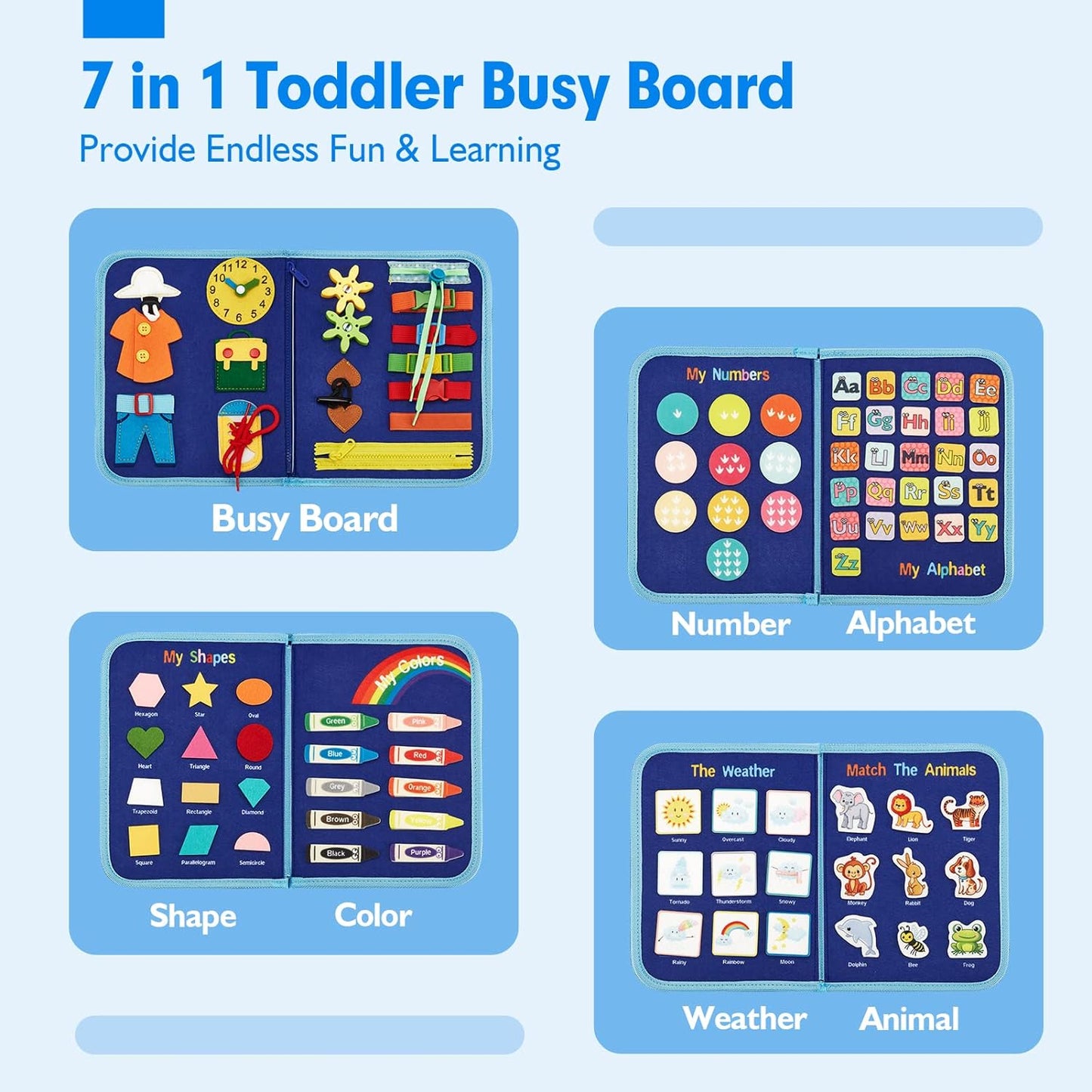 Lärlek™ BusyBoard: Sensoriska Finmotorik Färdigheter Montessori Pedagogisk Busy Board