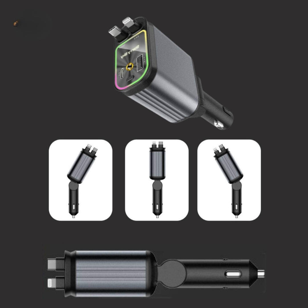 DriveCharge™ 120W | Supersnabb 4-i-1 Billaddare med RGB Stjärnhimmel
