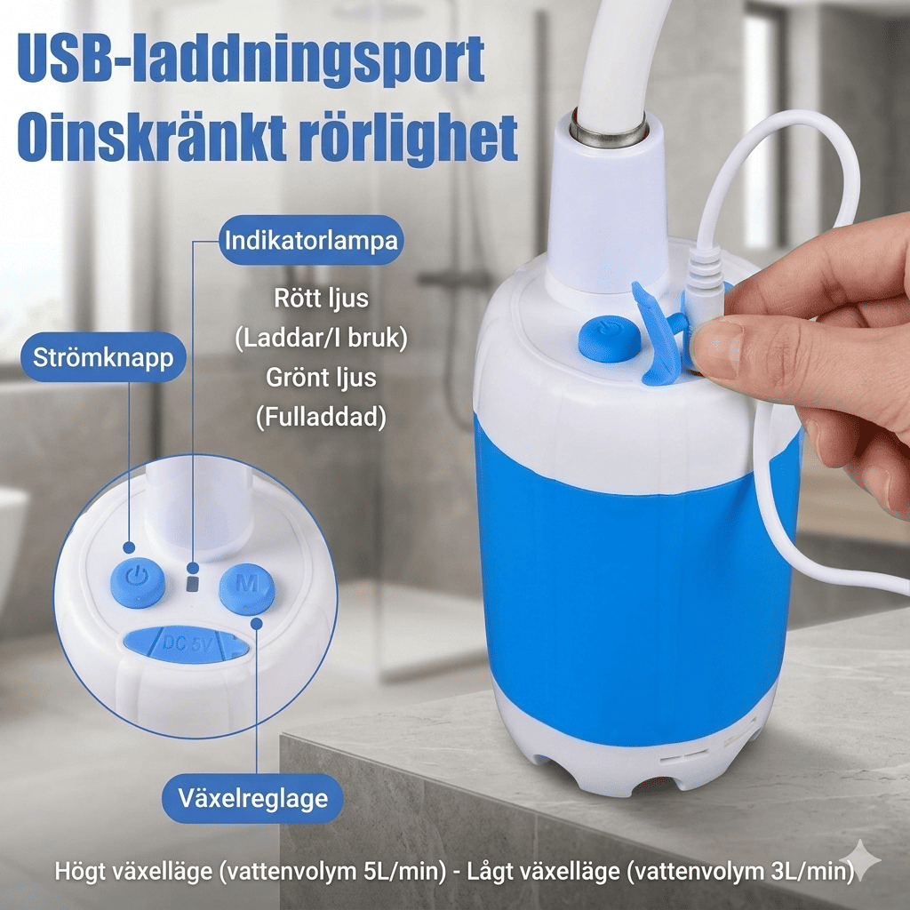 VildDusch™ - Bärbar Duschenhet med Vattenpump