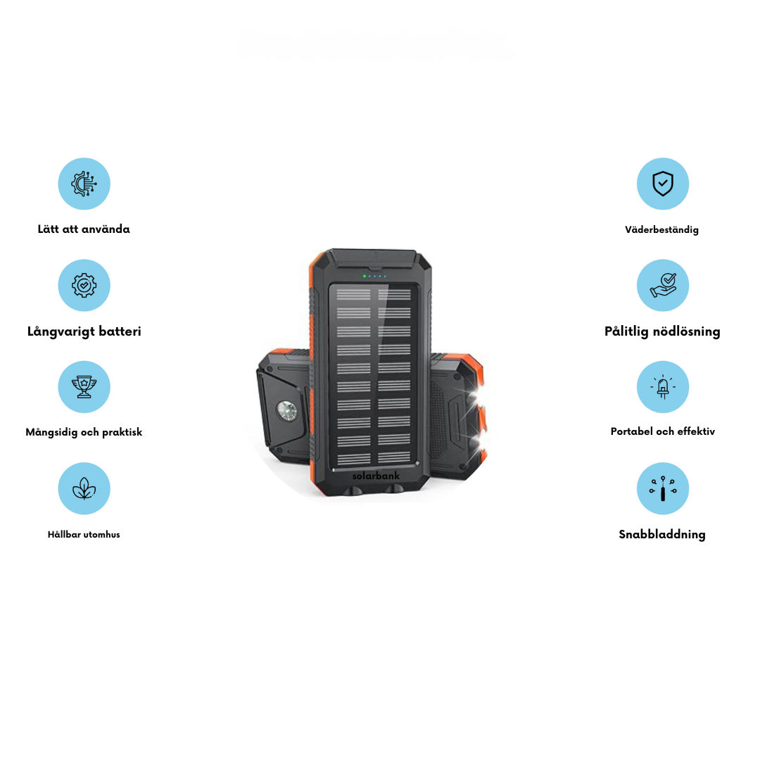 SolKraft™-Powerbank med dubbel laddning (USB och solcell)