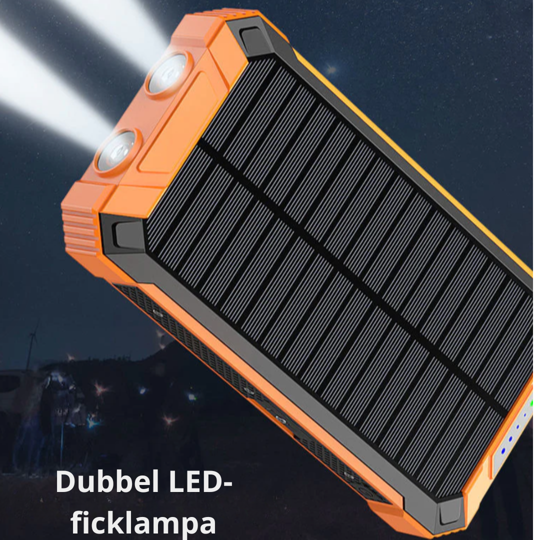 SolKraft™-Powerbank med dubbel laddning (USB och solcell)