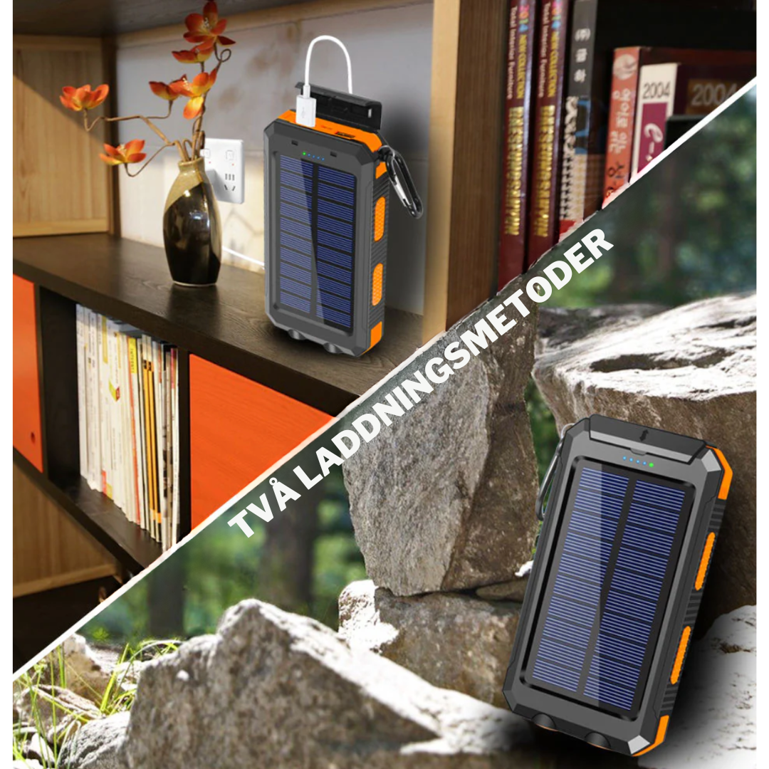 SolKraft™-Powerbank med dubbel laddning (USB och solcell)