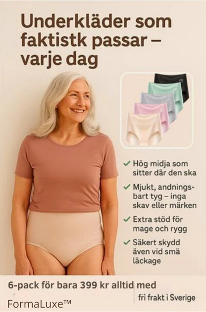 FormaLuxe™ Midjetrosa | 6-pack Andas & Bekväma Höga Midjetrosor med Magstöd