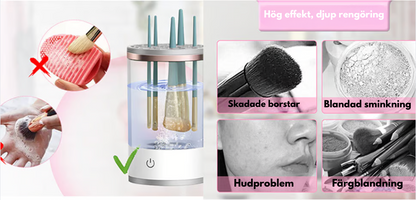 CleanGlam™ – Automatisk 3-i-1 Sminkborstrengörare