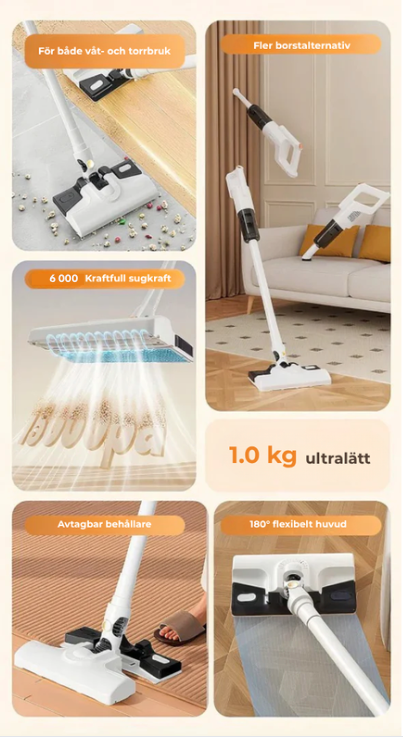 Dustfri™ | Sladdlös 3-i-1 Dammsugare – Dammsug, Moppa