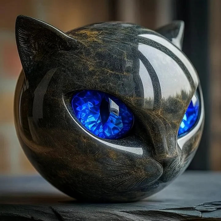 MystiKatt™ – Skulptur i Mörk Marmor