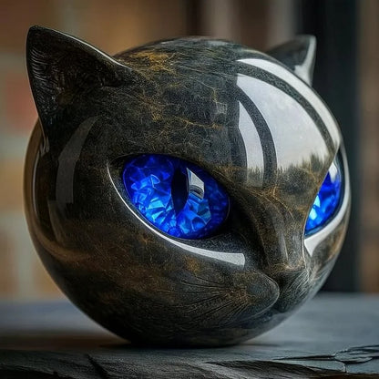 MystiKatt™ – Skulptur i Mörk Marmor